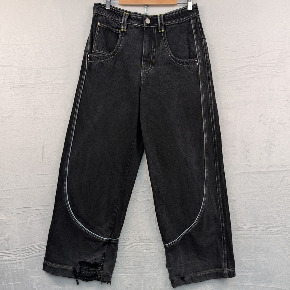 A-Lab Jeans Men's 34x32 Black 26 Mega Wide Leg Skater Cyber Grunge JNCO Style